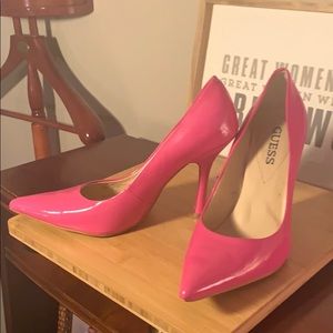 Guess. Pink patent leather heels.